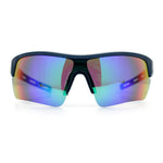 Polarized Mirror Mens Half Rim Rectangle Plastic Sport Wrap Around Sunglasses