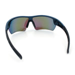 Polarized Mirror Mens Half Rim Rectangle Plastic Sport Wrap Around Sunglasses