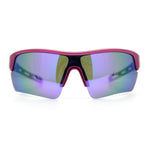 Polarized Mirror Mens Half Rim Rectangle Plastic Sport Wrap Around Sunglasses