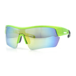 Polarized Mirror Mens Half Rim Rectangle Plastic Sport Wrap Around Sunglasses