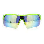 Polarized Mirror Mens Half Rim Rectangle Plastic Sport Wrap Around Sunglasses