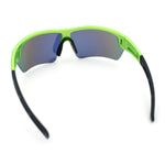 Polarized Mirror Mens Half Rim Rectangle Plastic Sport Wrap Around Sunglasses