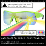 Polarized Mirror Mens Half Rim Rectangle Plastic Sport Wrap Around Sunglasses