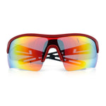 Polarized Mirror Mens Half Rim Rectangle Plastic Sport Wrap Around Sunglasses