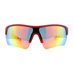 Polarized Mirror Mens Half Rim Rectangle Plastic Sport Wrap Around Sunglasses