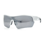 Polarized Mirror Mens Half Rim Rectangle Plastic Sport Wrap Around Sunglasses
