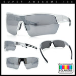 Polarized Mirror Mens Half Rim Rectangle Plastic Sport Wrap Around Sunglasses