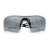 Polarized Mirror Mens Half Rim Rectangle Plastic Sport Wrap Around Sunglasses