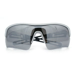 Polarized Mirror Mens Half Rim Rectangle Plastic Sport Wrap Around Sunglasses