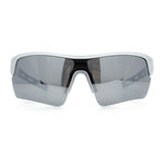 Polarized Mirror Mens Half Rim Rectangle Plastic Sport Wrap Around Sunglasses