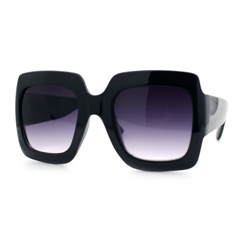 Womens Large Exaggerated Thick Plastic Mod Fashion Rectangle Sunglasses