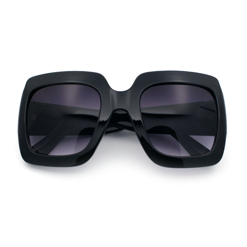 Womens Large Exaggerated Thick Plastic Mod Fashion Rectangle Sunglasses