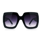 Womens Large Exaggerated Thick Plastic Mod Fashion Rectangle Sunglasses