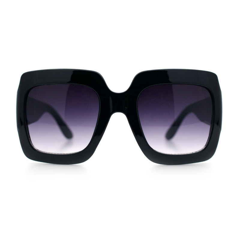 Womens Large Exaggerated Thick Plastic Mod Fashion Rectangle Sunglasses
