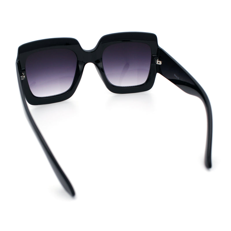 Womens Large Exaggerated Thick Plastic Mod Fashion Rectangle Sunglasses