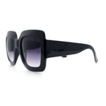 Womens Large Exaggerated Thick Plastic Mod Fashion Rectangle Sunglasses