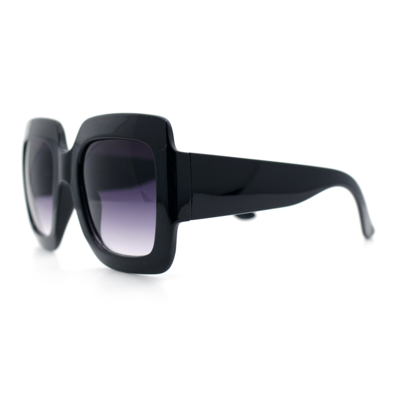Womens Large Exaggerated Thick Plastic Mod Fashion Rectangle Sunglasses