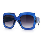 Womens Large Exaggerated Thick Plastic Mod Fashion Rectangle Sunglasses