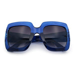 Womens Large Exaggerated Thick Plastic Mod Fashion Rectangle Sunglasses