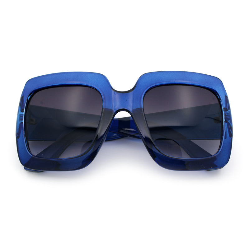 Womens Large Exaggerated Thick Plastic Mod Fashion Rectangle Sunglasses