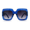 Womens Large Exaggerated Thick Plastic Mod Fashion Rectangle Sunglasses