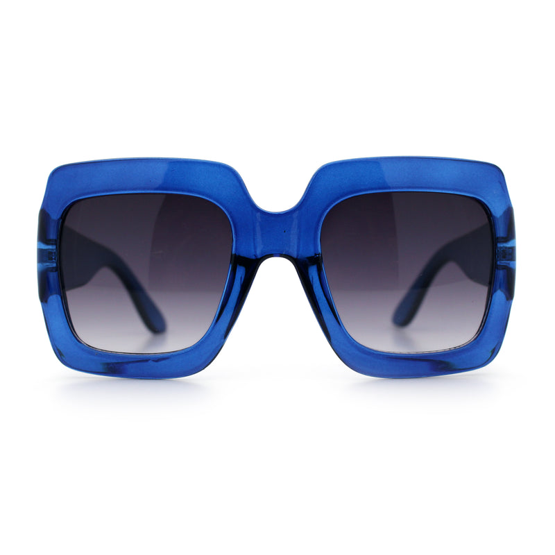 Womens Large Exaggerated Thick Plastic Mod Fashion Rectangle Sunglasses