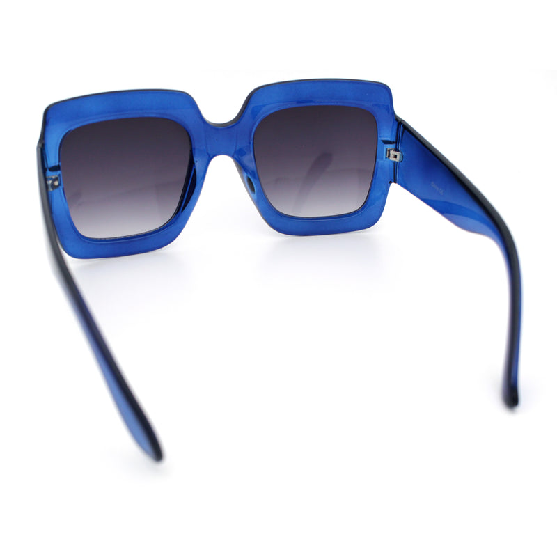 Womens Large Exaggerated Thick Plastic Mod Fashion Rectangle Sunglasses