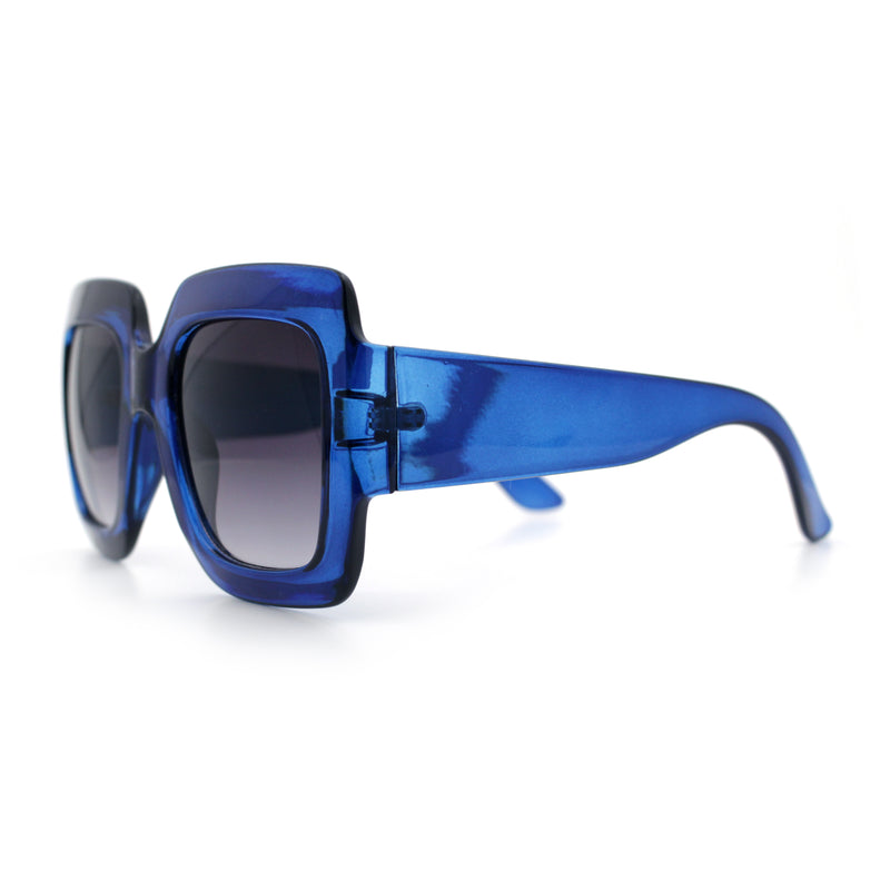 Womens Large Exaggerated Thick Plastic Mod Fashion Rectangle Sunglasses