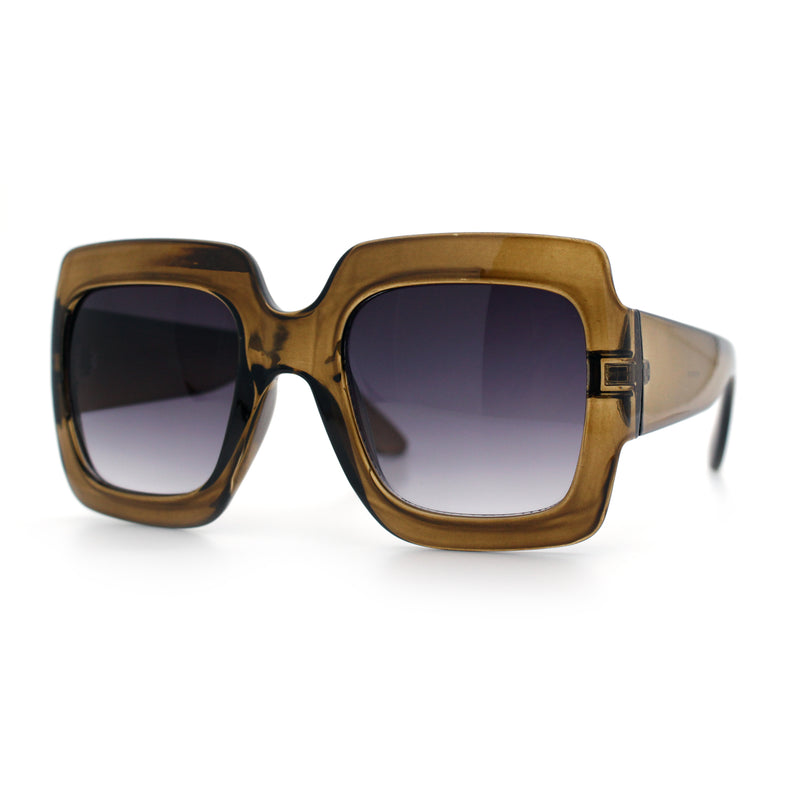 Womens Large Exaggerated Thick Plastic Mod Fashion Rectangle Sunglasses