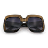 Womens Large Exaggerated Thick Plastic Mod Fashion Rectangle Sunglasses