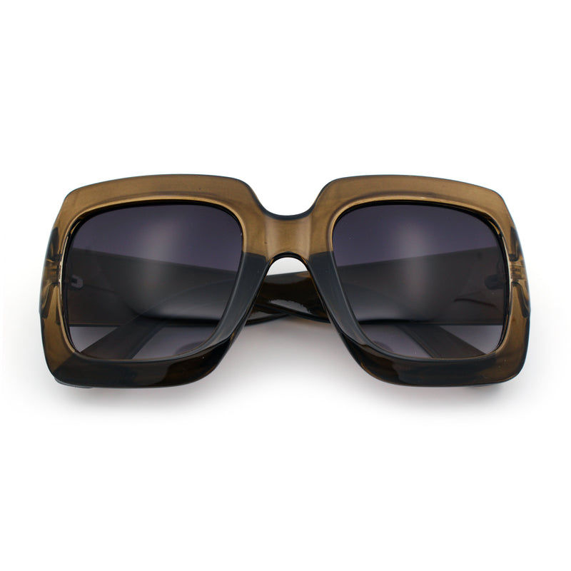 Womens Large Exaggerated Thick Plastic Mod Fashion Rectangle Sunglasses
