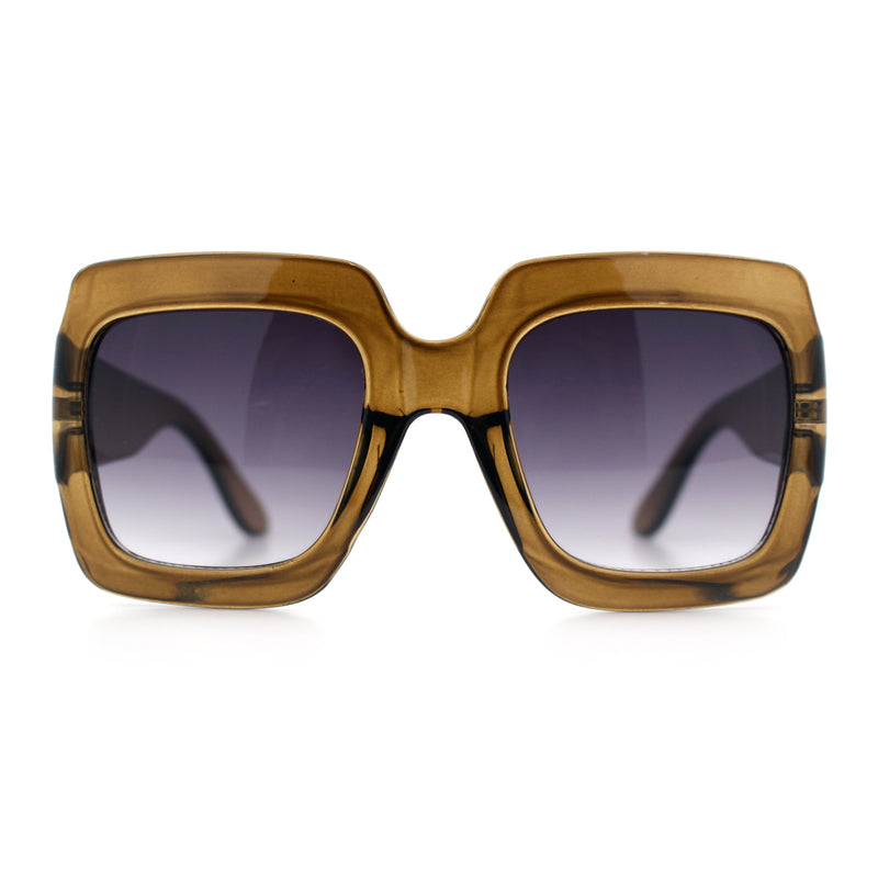 Womens Large Exaggerated Thick Plastic Mod Fashion Rectangle Sunglasses