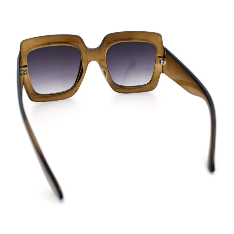 Womens Large Exaggerated Thick Plastic Mod Fashion Rectangle Sunglasses