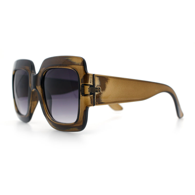 Womens Large Exaggerated Thick Plastic Mod Fashion Rectangle Sunglasses