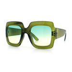 Womens Large Exaggerated Thick Plastic Mod Fashion Rectangle Sunglasses