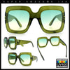 Womens Large Exaggerated Thick Plastic Mod Fashion Rectangle Sunglasses