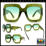 Womens Large Exaggerated Thick Plastic Mod Fashion Rectangle Sunglasses