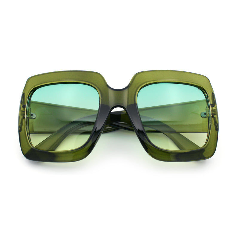 Womens Large Exaggerated Thick Plastic Mod Fashion Rectangle Sunglasses
