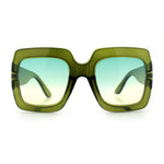 Womens Large Exaggerated Thick Plastic Mod Fashion Rectangle Sunglasses