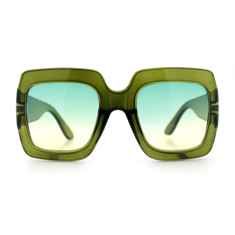 Womens Large Exaggerated Thick Plastic Mod Fashion Rectangle Sunglasses