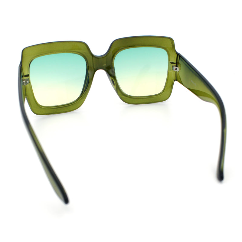 Womens Large Exaggerated Thick Plastic Mod Fashion Rectangle Sunglasses
