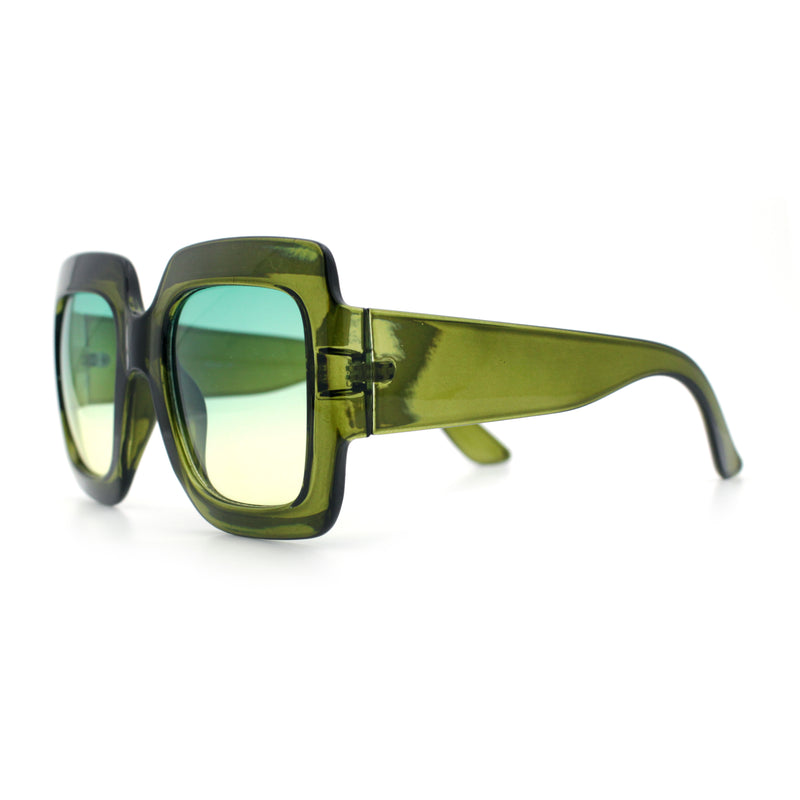 Womens Large Exaggerated Thick Plastic Mod Fashion Rectangle Sunglasses