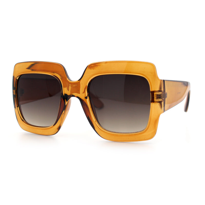 Womens Large Exaggerated Thick Plastic Mod Fashion Rectangle Sunglasses