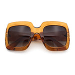 Womens Large Exaggerated Thick Plastic Mod Fashion Rectangle Sunglasses