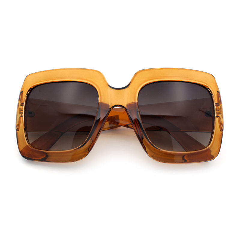 Womens Large Exaggerated Thick Plastic Mod Fashion Rectangle Sunglasses