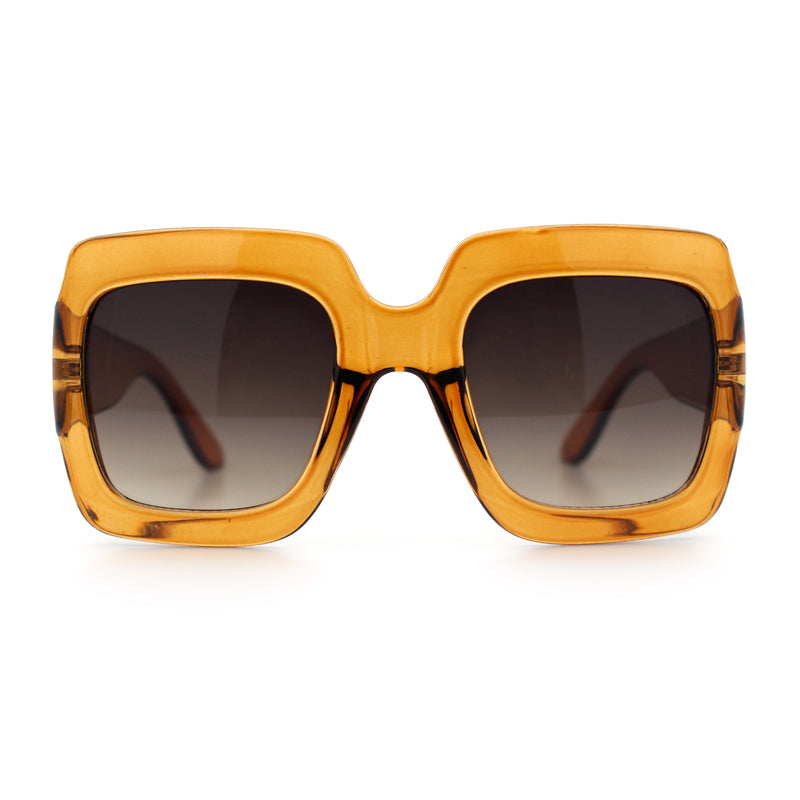 Womens Large Exaggerated Thick Plastic Mod Fashion Rectangle Sunglasses