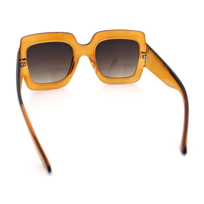 Womens Large Exaggerated Thick Plastic Mod Fashion Rectangle Sunglasses