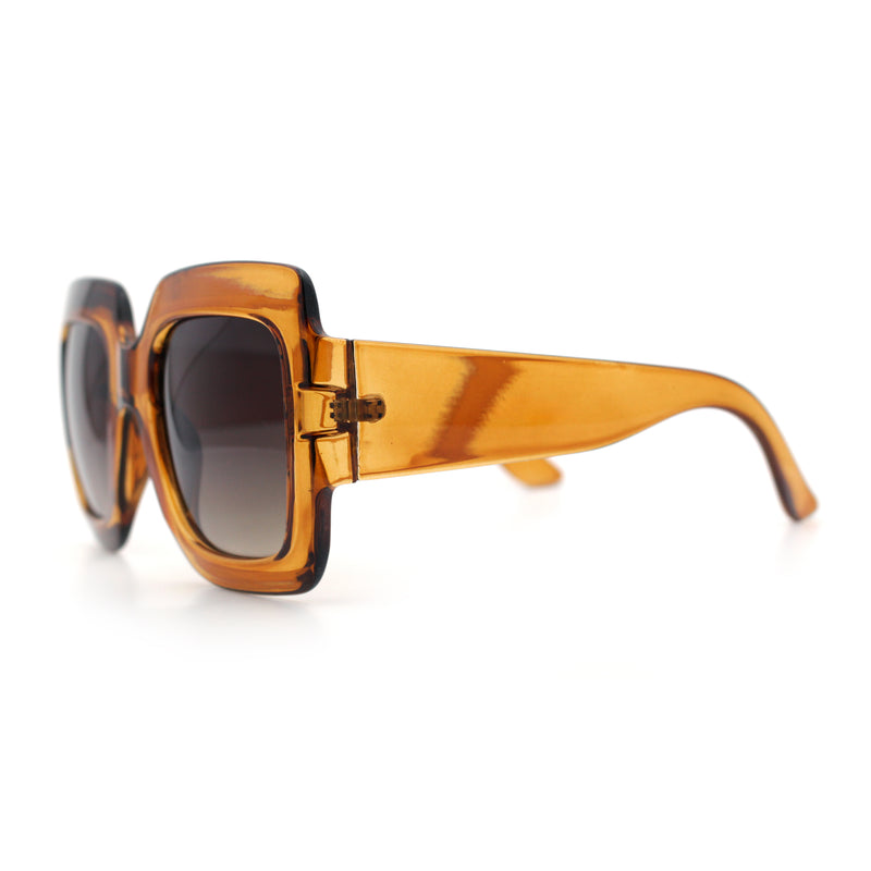 Womens Large Exaggerated Thick Plastic Mod Fashion Rectangle Sunglasses