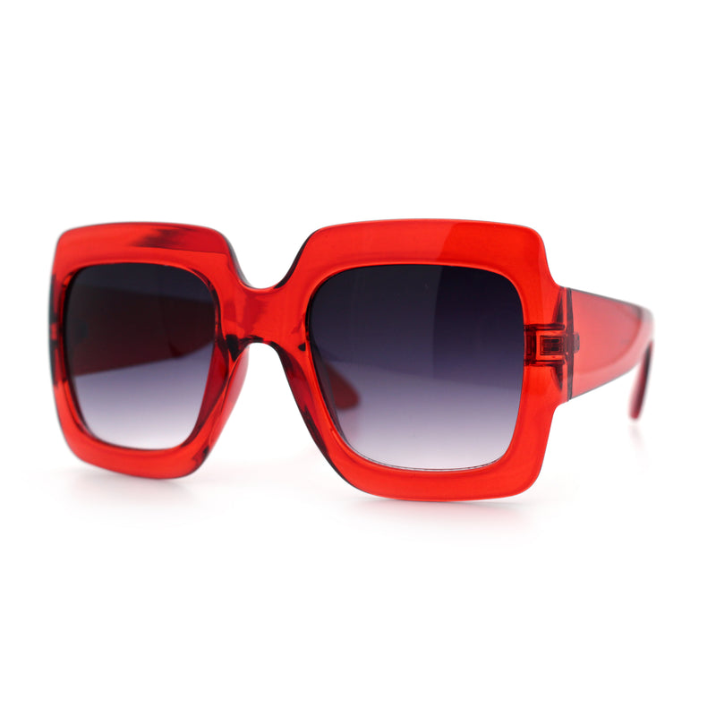 Womens Large Exaggerated Thick Plastic Mod Fashion Rectangle Sunglasses