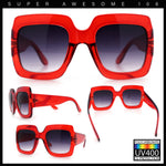 Womens Large Exaggerated Thick Plastic Mod Fashion Rectangle Sunglasses